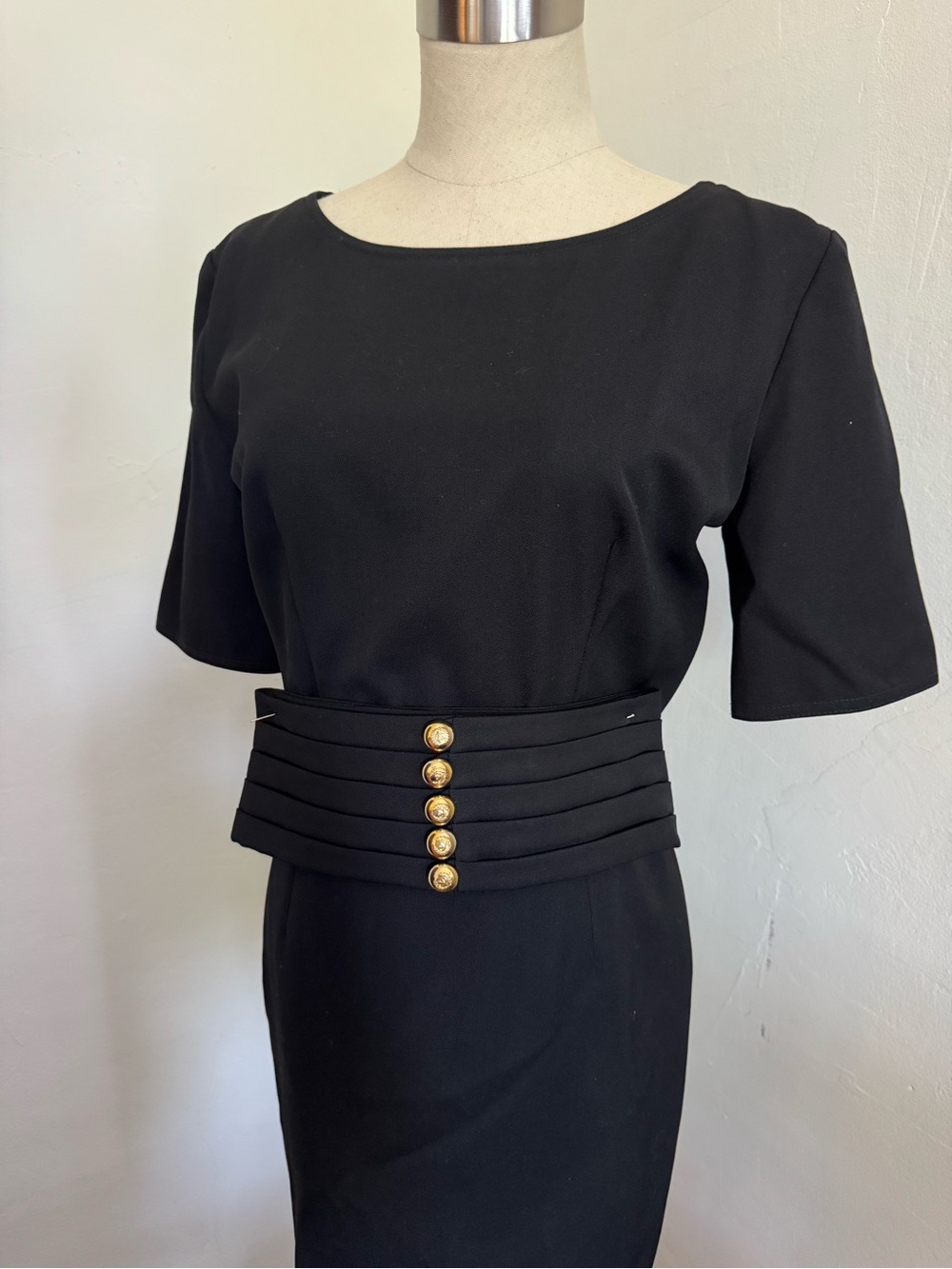Vintage Valentino Black Wool Dress with Signature Tag